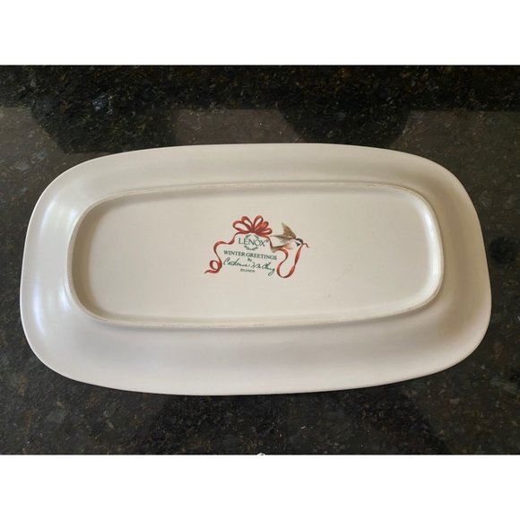 Lenox Winter Greetings 14" Christmas Birds Rectangular Platter - Picture 7 of 7